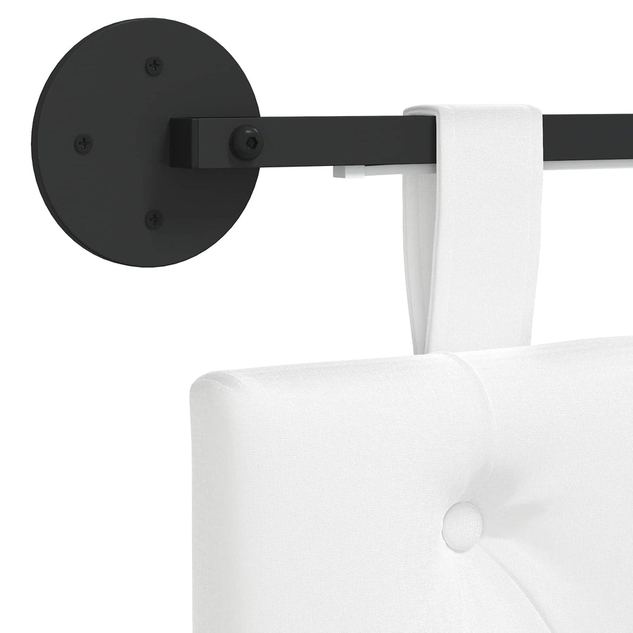 Hangend hoofdbord Met LED-verlichting Wit Stof