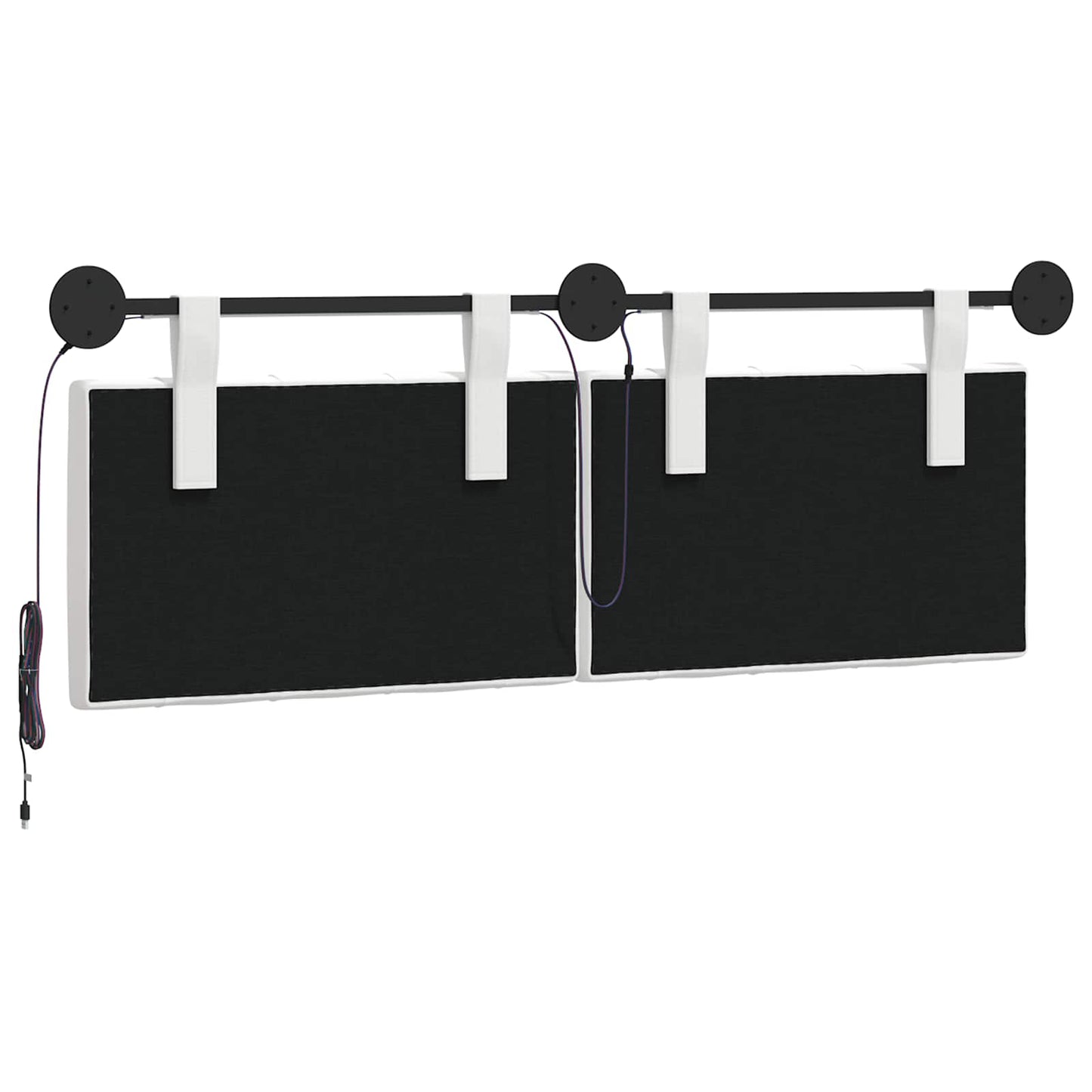 Hangend hoofdbord Met LED-verlichting Wit Stof