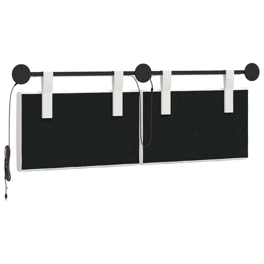 Hangend hoofdbord Met LED-verlichting Wit Stof