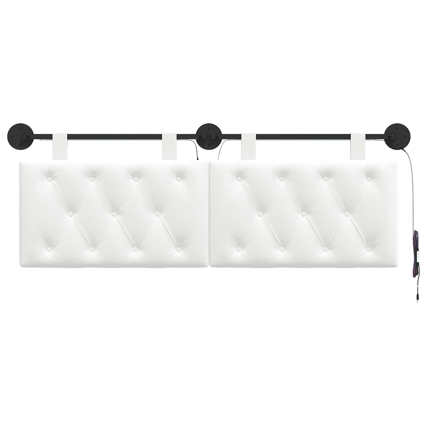 Hangend hoofdbord Met LED-verlichting Wit Stof