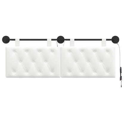 Hangend hoofdbord Met LED-verlichting Wit Stof