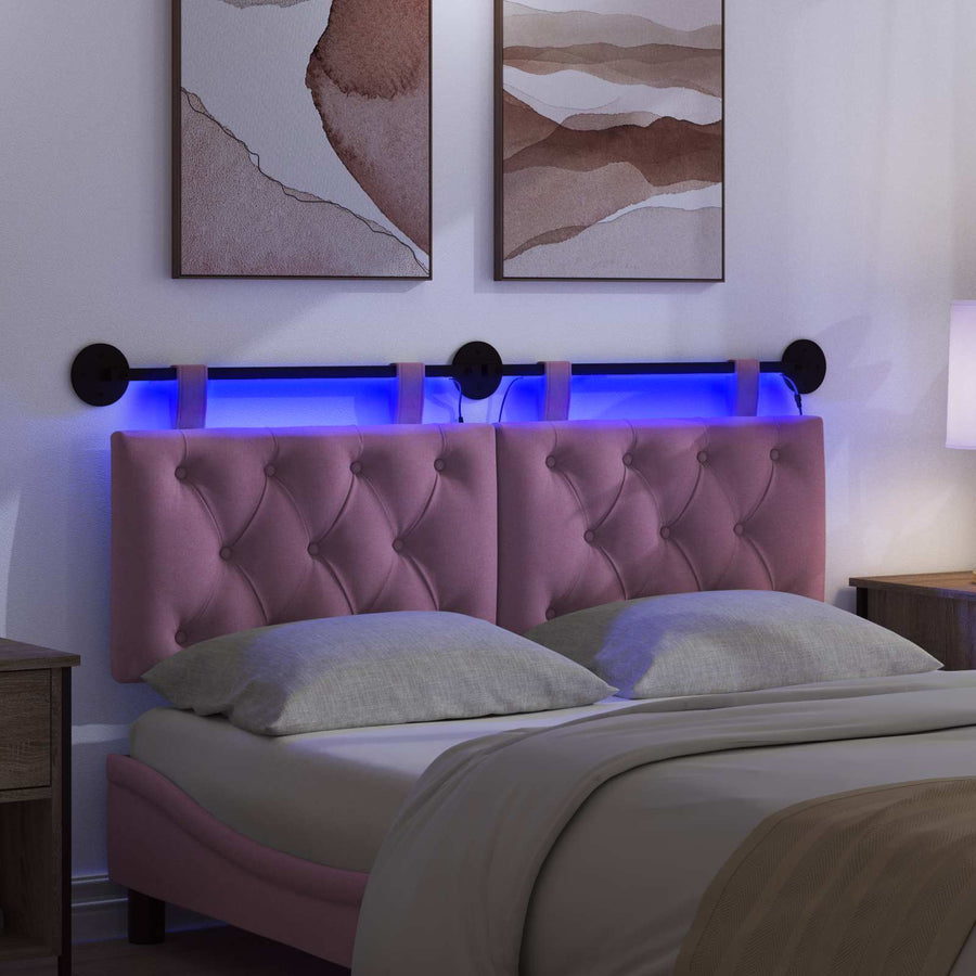 Hangend hoofdbord Met LED-verlichting Roze Stof