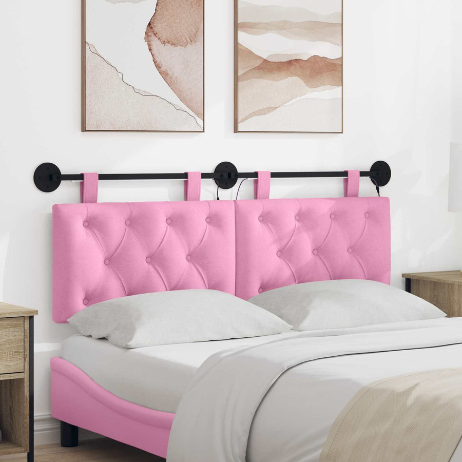 Hangend hoofdbord Met LED-verlichting Roze Stof