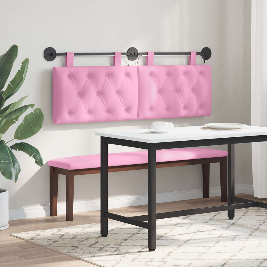 Hangend hoofdbord Met LED-verlichting Roze Stof