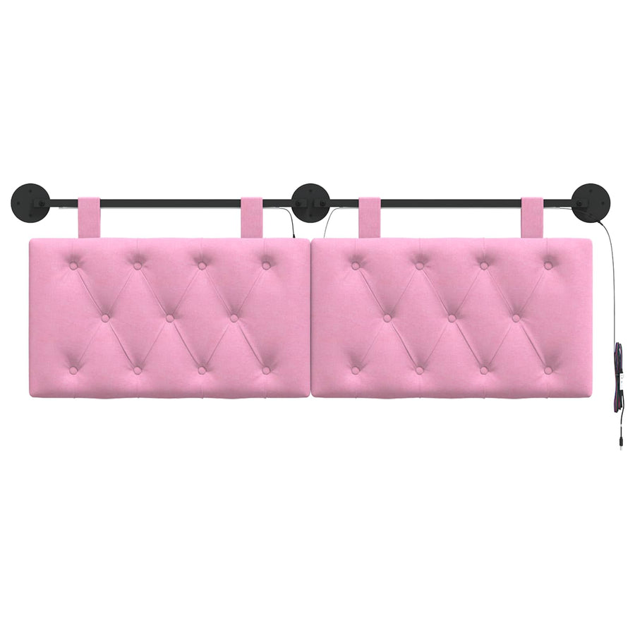 Hangend hoofdbord Met LED-verlichting Roze Stof