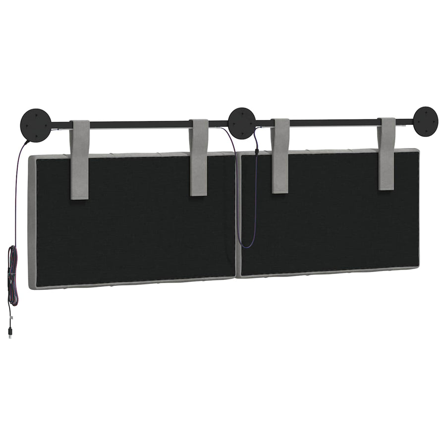 Hangend hoofdbord Met LED-verlichting Lichtgrijs Fluweel