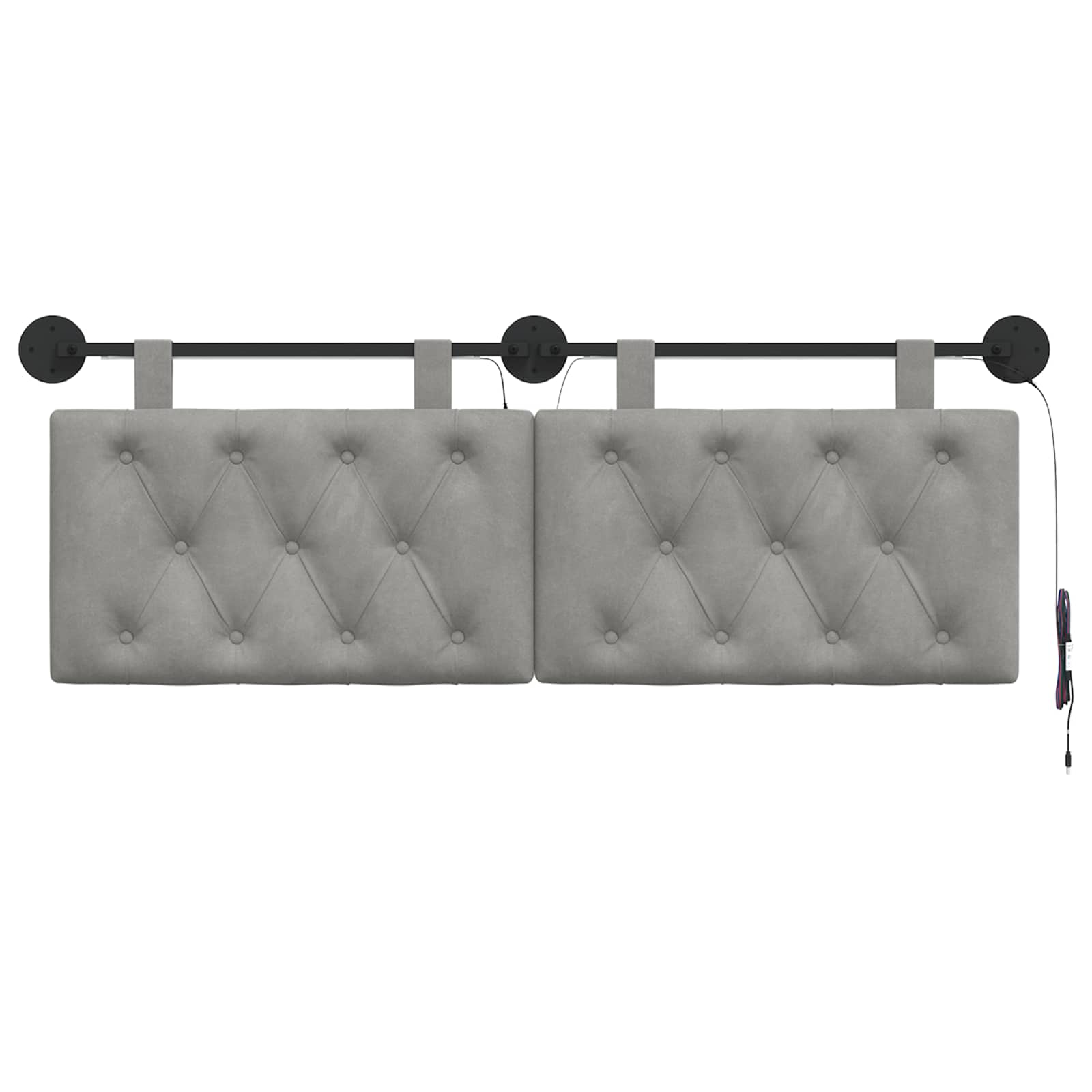 Hangend hoofdbord Met LED-verlichting Lichtgrijs Fluweel