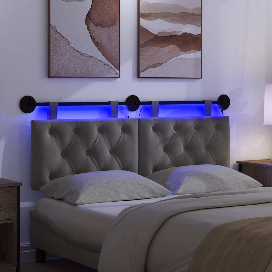 Hangend hoofdbord Met LED-verlichting Donkergrijs Fluweel