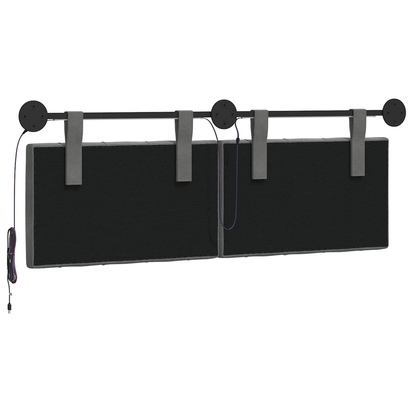 Hangend hoofdbord Met LED-verlichting Donkergrijs Fluweel