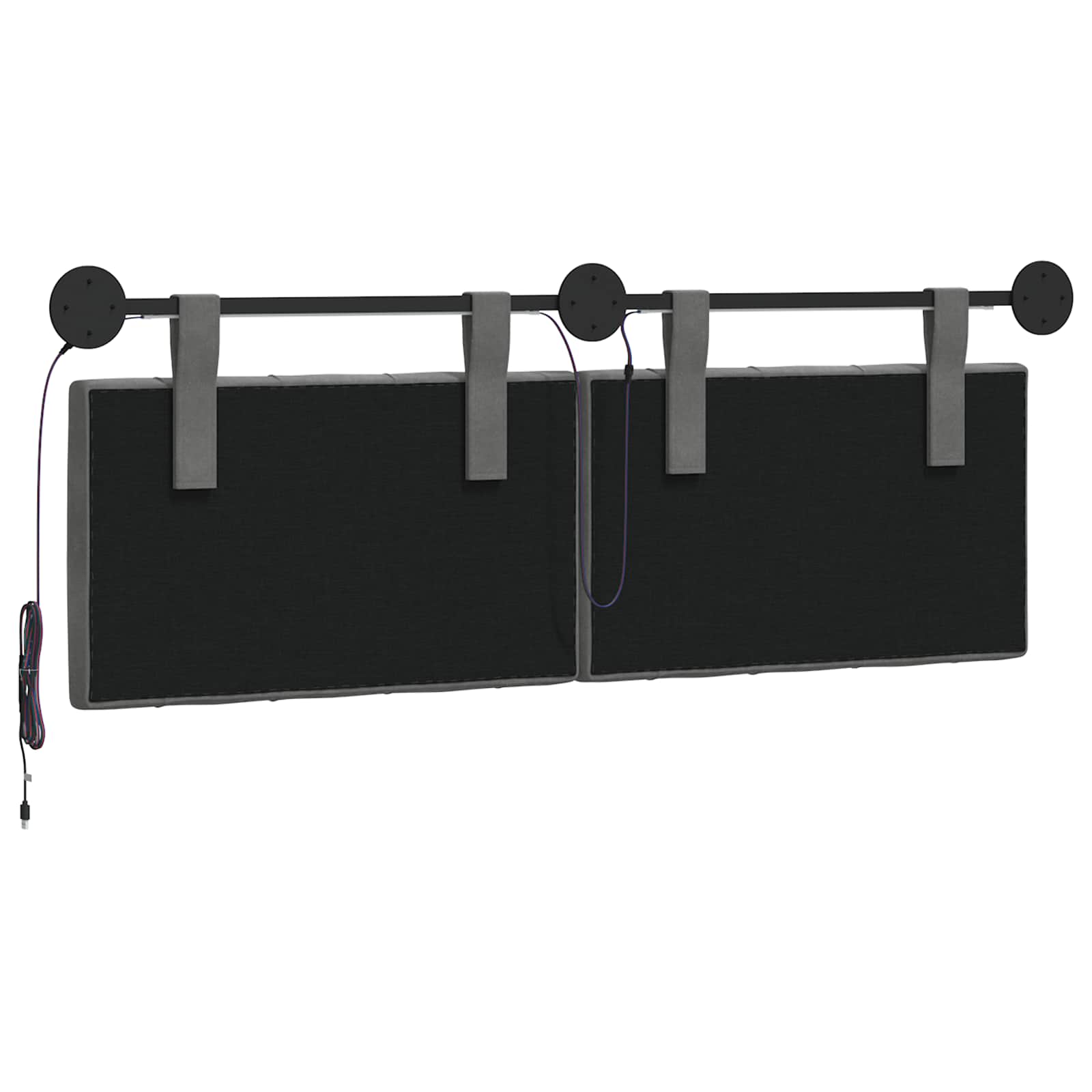 Hangend hoofdbord Met LED-verlichting Donkergrijs Fluweel