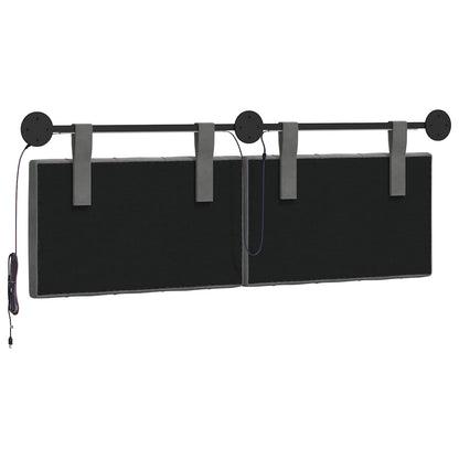 Hangend hoofdbord Met LED-verlichting Donkergrijs Fluweel