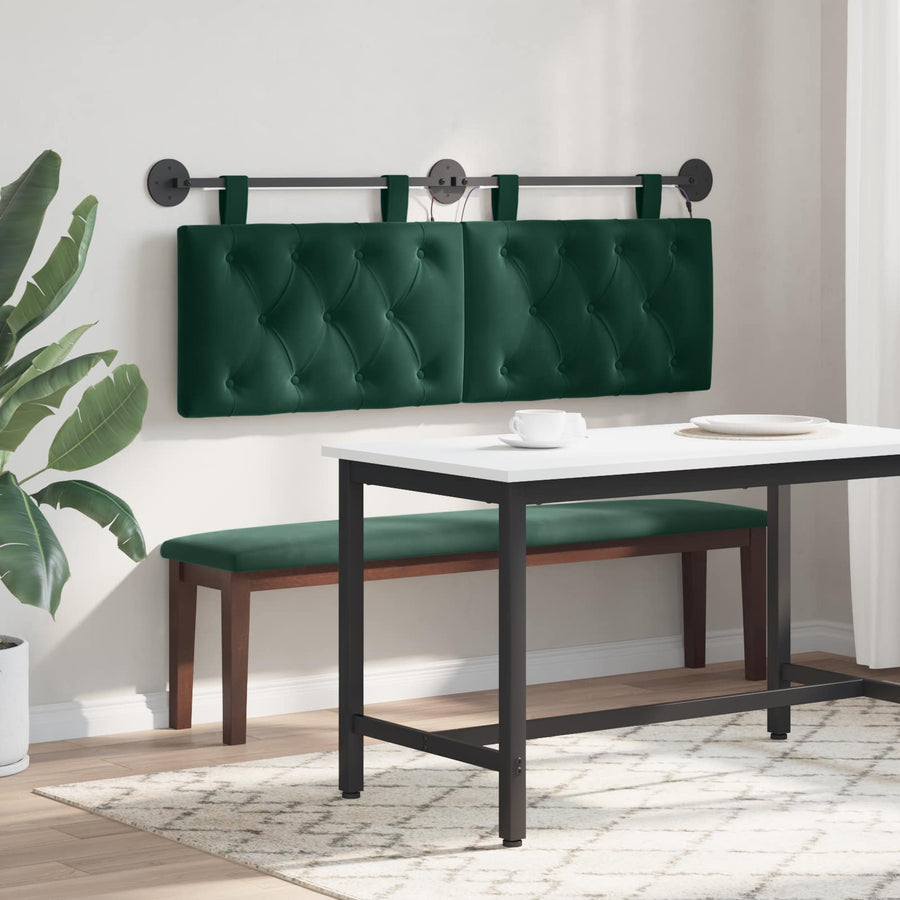 Hangend hoofdbord Met LED-verlichting Donkergroen Fluweel
