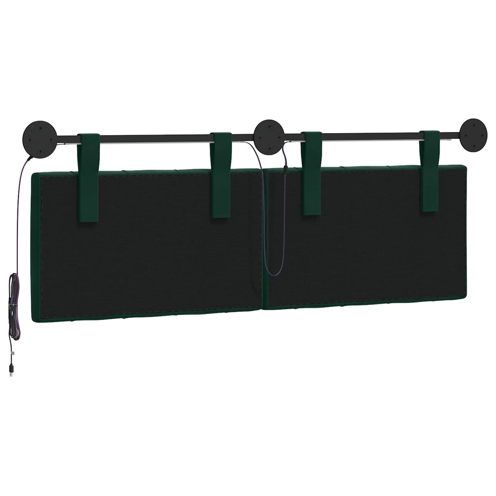 Hangend hoofdbord Met LED-verlichting Donkergroen Fluweel