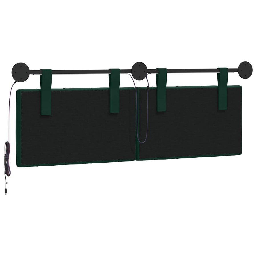 Hangend hoofdbord Met LED-verlichting Donkergroen Fluweel