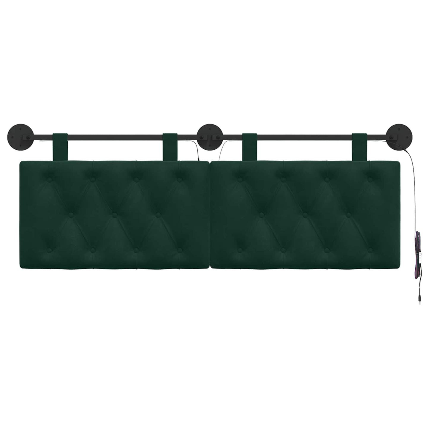 Hangend hoofdbord Met LED-verlichting Donkergroen Fluweel
