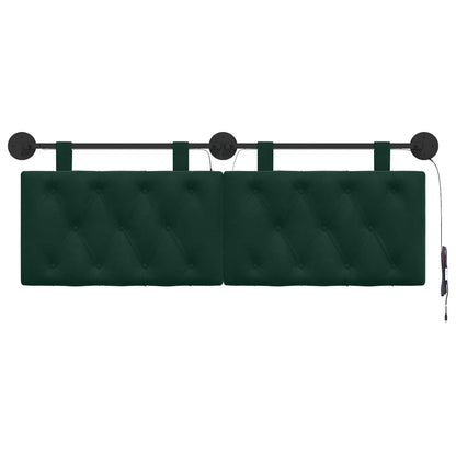Hangend hoofdbord Met LED-verlichting Donkergroen Fluweel