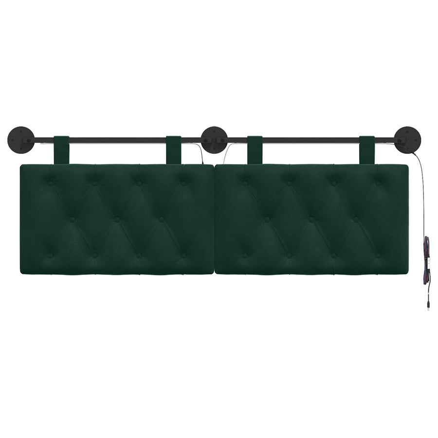 Hangend hoofdbord Met LED-verlichting Donkergroen Fluweel