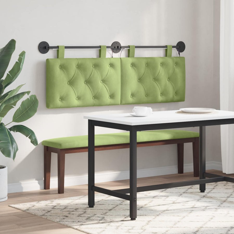 Hangend hoofdbord Met LED-verlichting Lichtgroen Fluweel