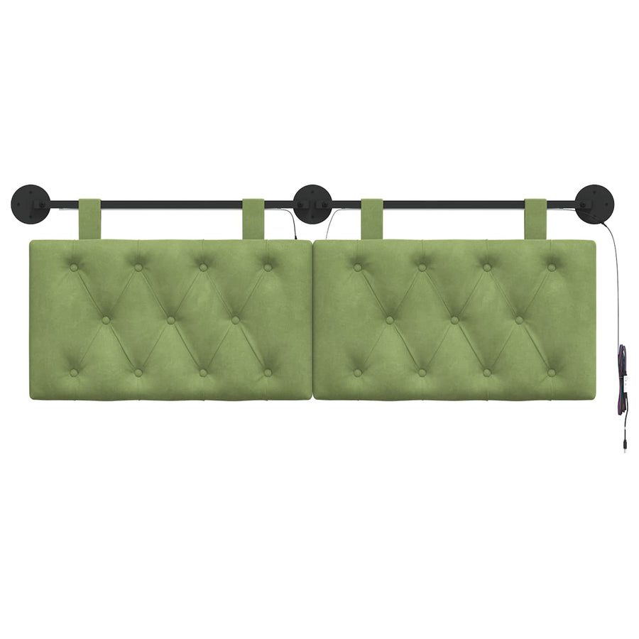 Hangend hoofdbord Met LED-verlichting Lichtgroen Fluweel