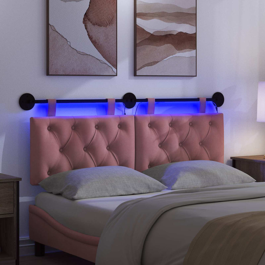 Hangend hoofdbord Met LED-verlichting Roze Fluweel