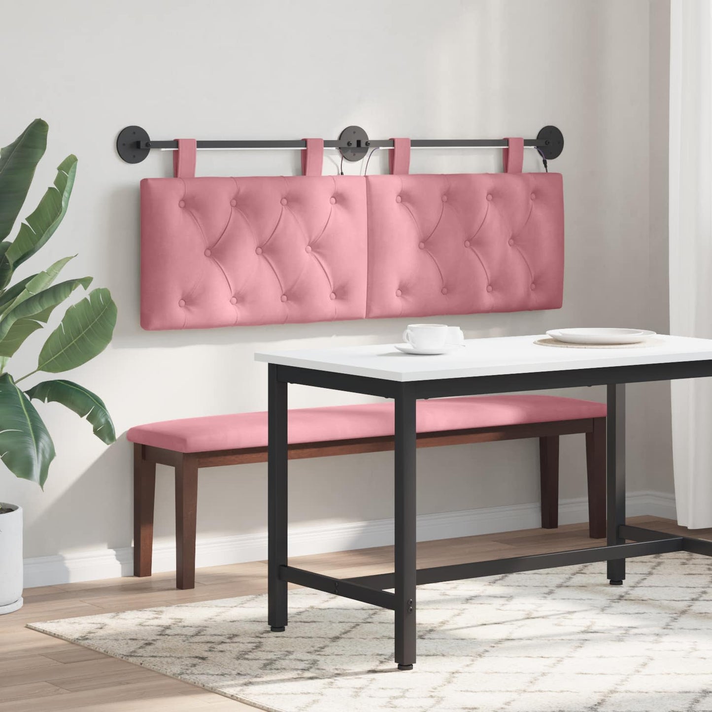 Hangend hoofdbord Met LED-verlichting Roze Fluweel