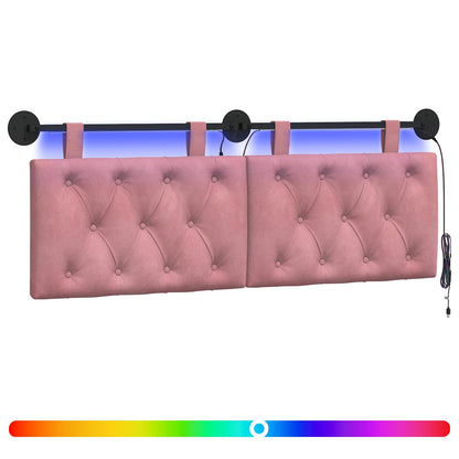 Hangend hoofdbord Met LED-verlichting Roze Fluweel