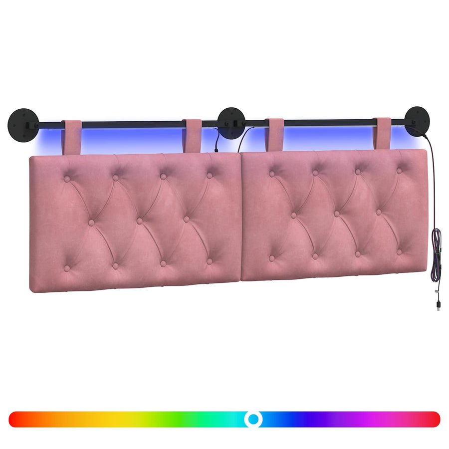 Hangend hoofdbord Met LED-verlichting Roze Fluweel