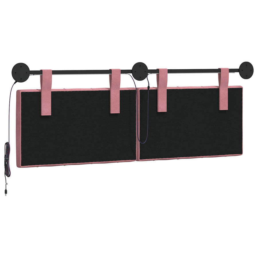 Hangend hoofdbord Met LED-verlichting Roze Fluweel