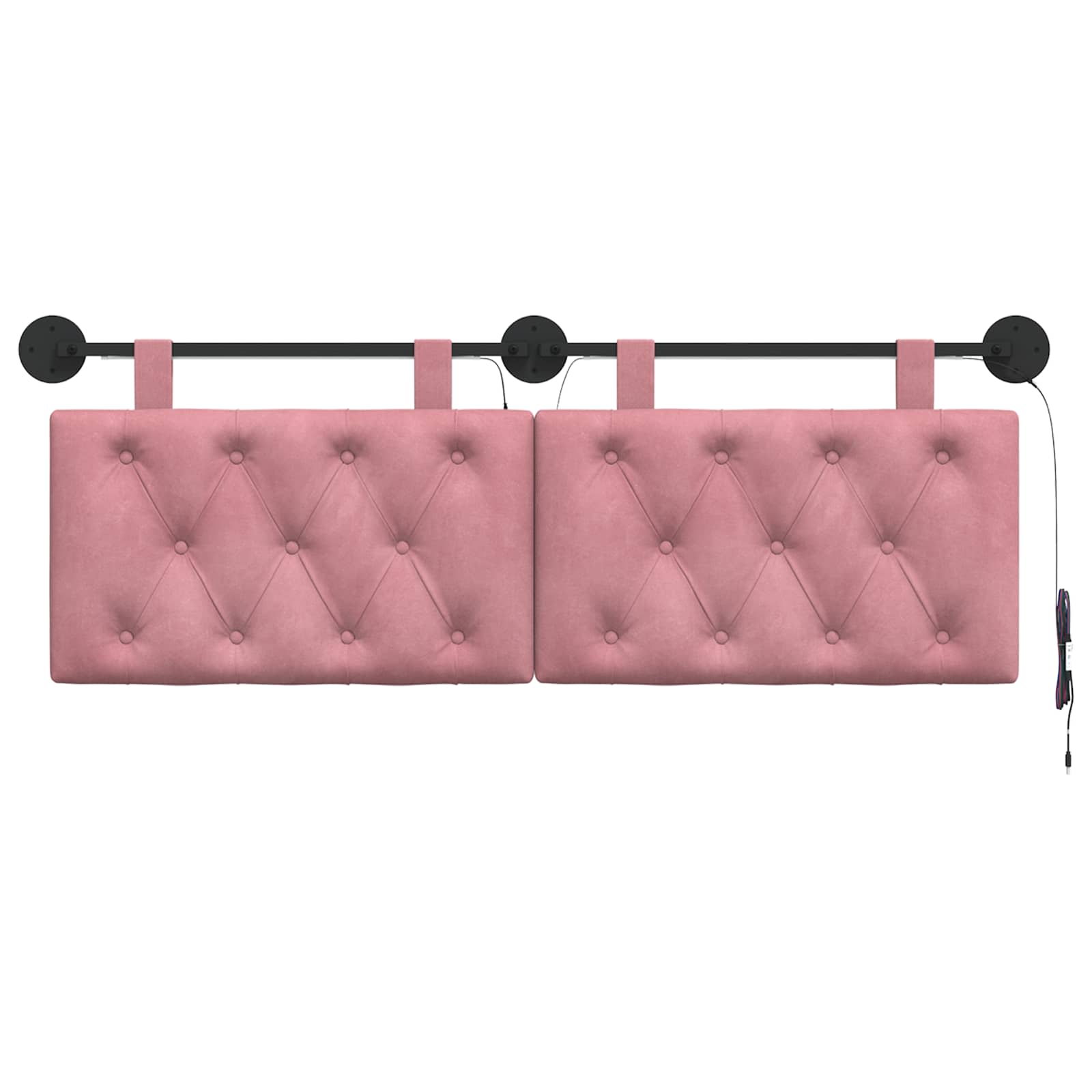 Hangend hoofdbord Met LED-verlichting Roze Fluweel