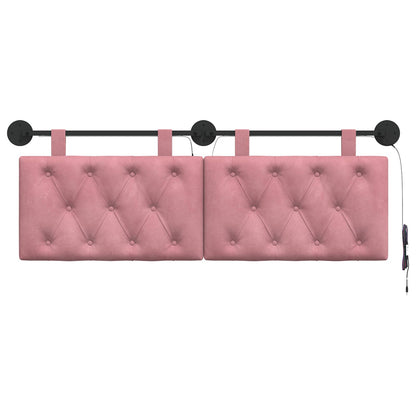 Hangend hoofdbord Met LED-verlichting Roze Fluweel