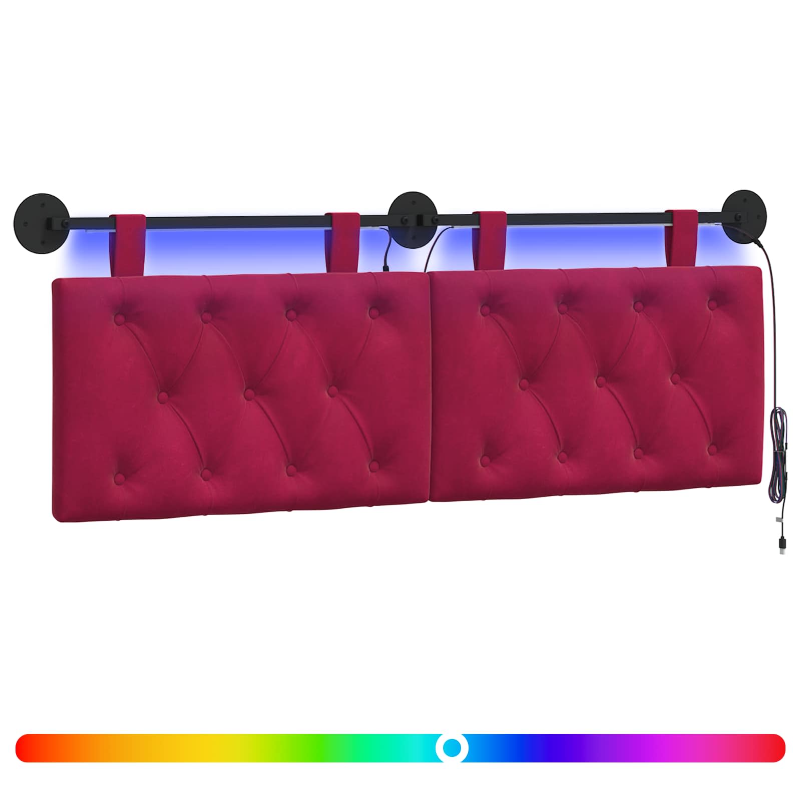 Hangend hoofdbord Met LED-verlichting Wijnrood Fluweel