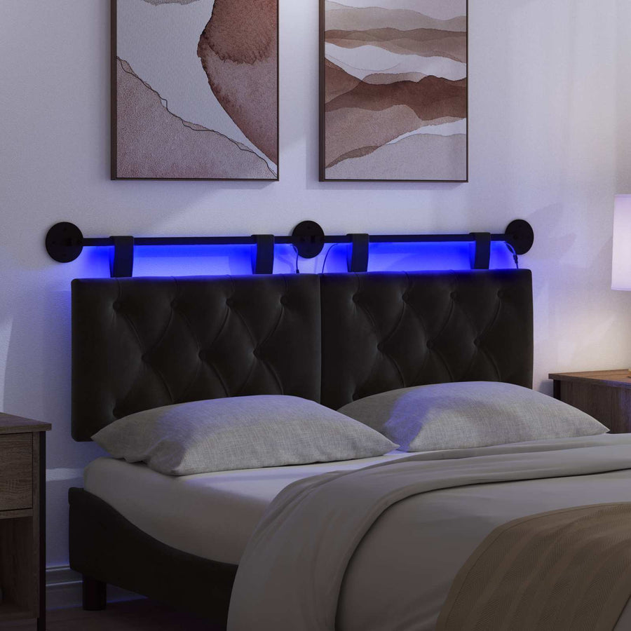 Hangend hoofdbord Met LED-verlichting Zwart Fluweel