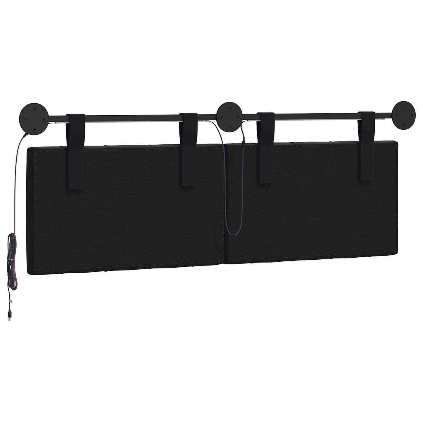 Hangend hoofdbord Met LED-verlichting Zwart Fluweel