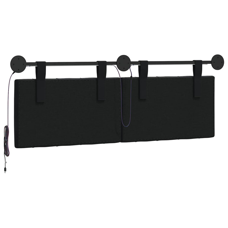 Hangend hoofdbord Met LED-verlichting Zwart Fluweel
