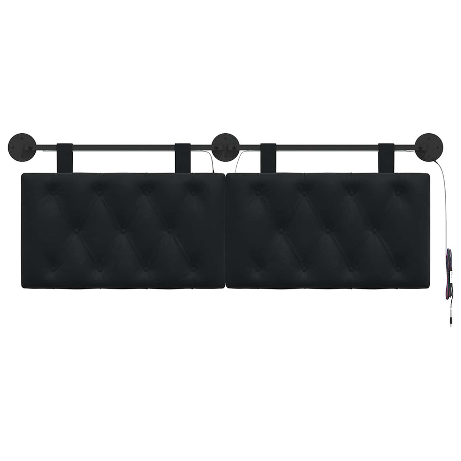Hangend hoofdbord Met LED-verlichting Zwart Fluweel