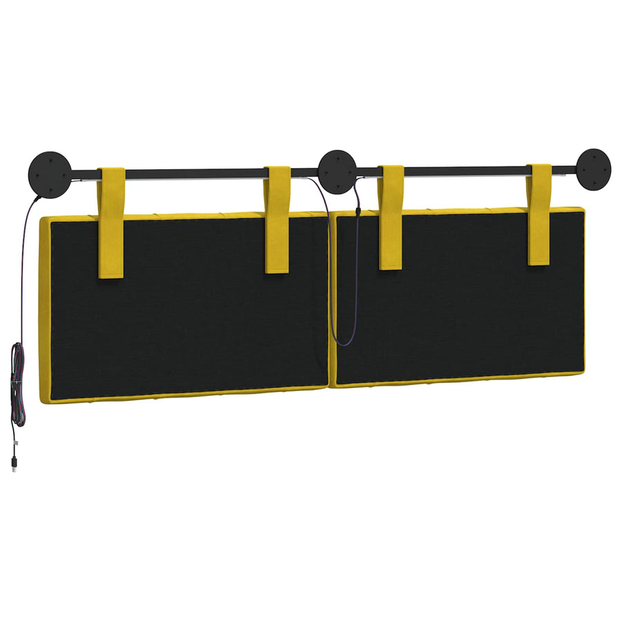 Hangend hoofdbord Met LED-verlichting Geel Fluweel