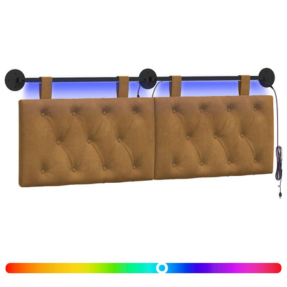 Hangend hoofdbord Met LED-verlichting Bruin Fluweel