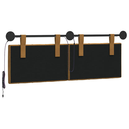 Hangend hoofdbord Met LED-verlichting Bruin Fluweel