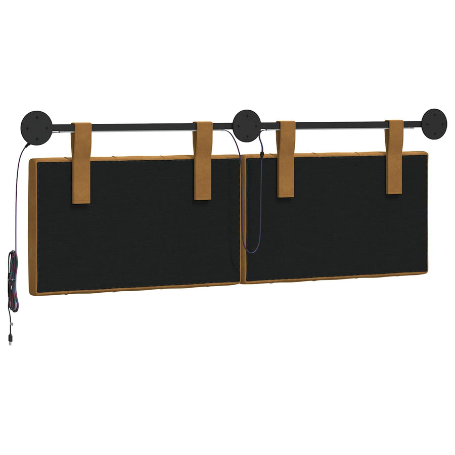Hangend hoofdbord Met LED-verlichting Bruin Fluweel