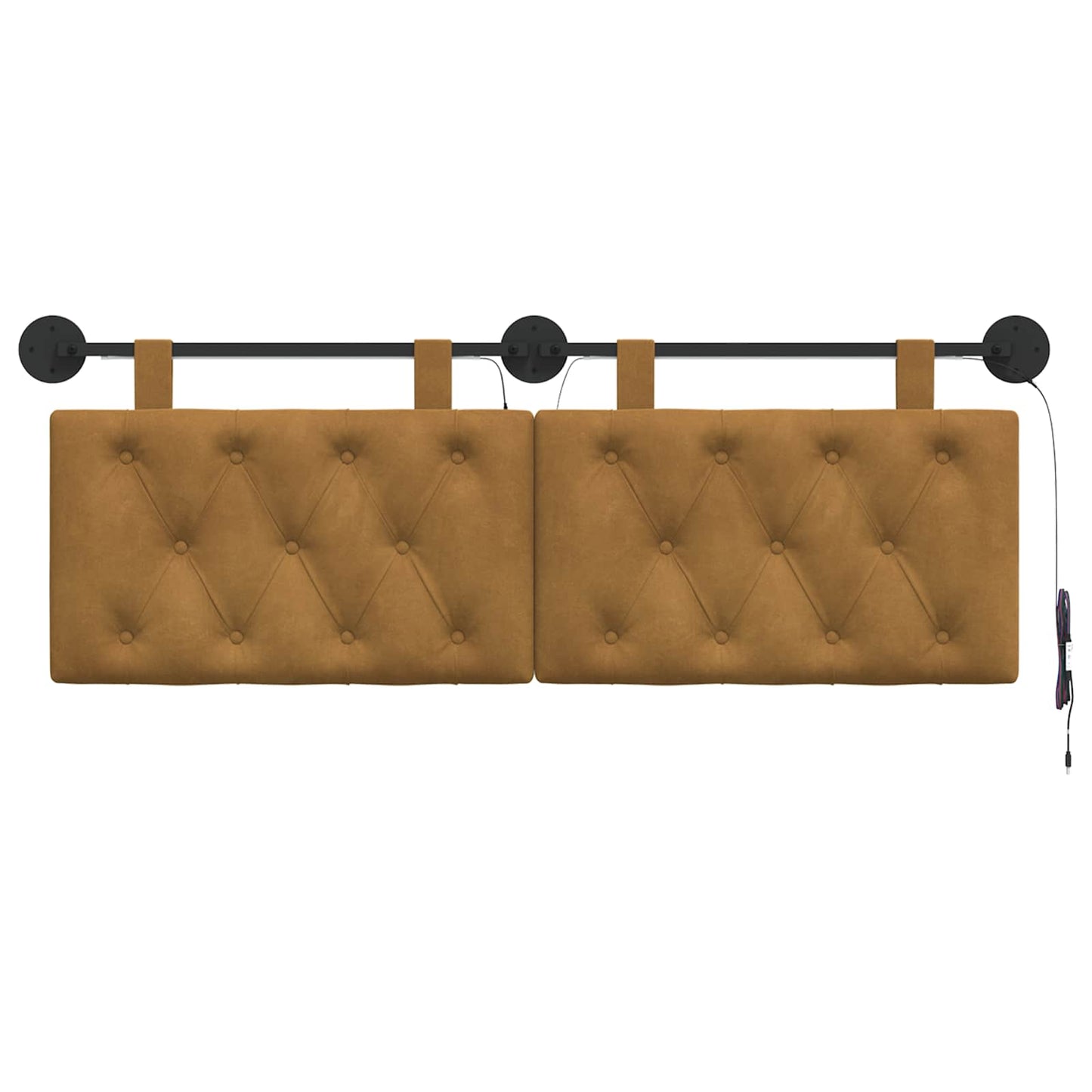 Hangend hoofdbord Met LED-verlichting Bruin Fluweel