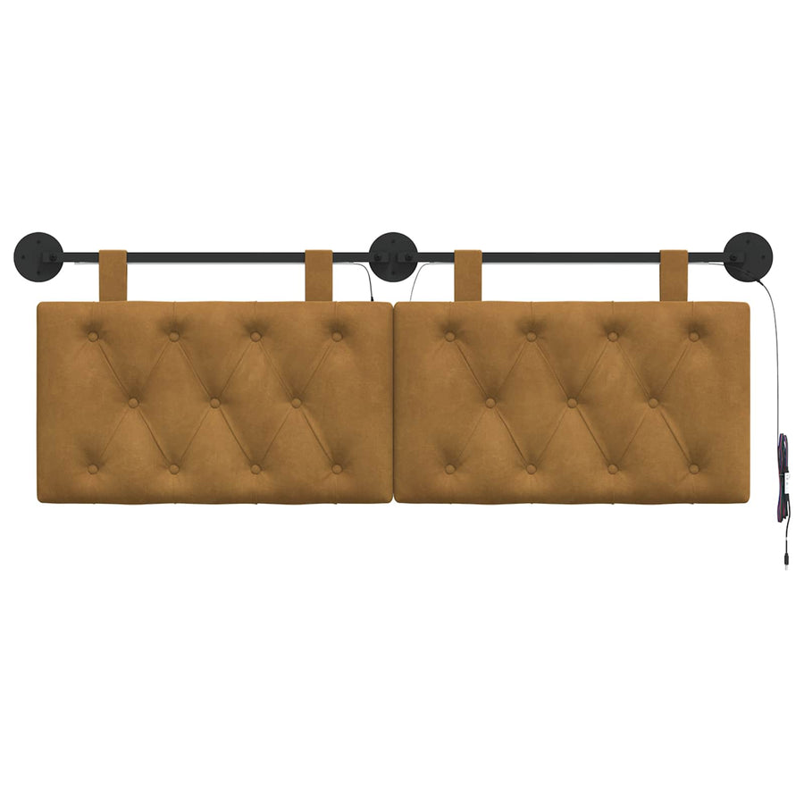 Hangend hoofdbord Met LED-verlichting Bruin Fluweel