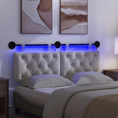 Hangend hoofdbord Met LED-verlichting Crèmekleurig Fluweel