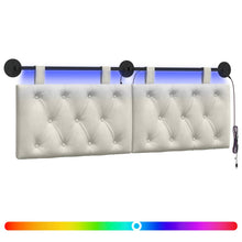 Hangend hoofdbord Met LED-verlichting Crèmekleurig Fluweel