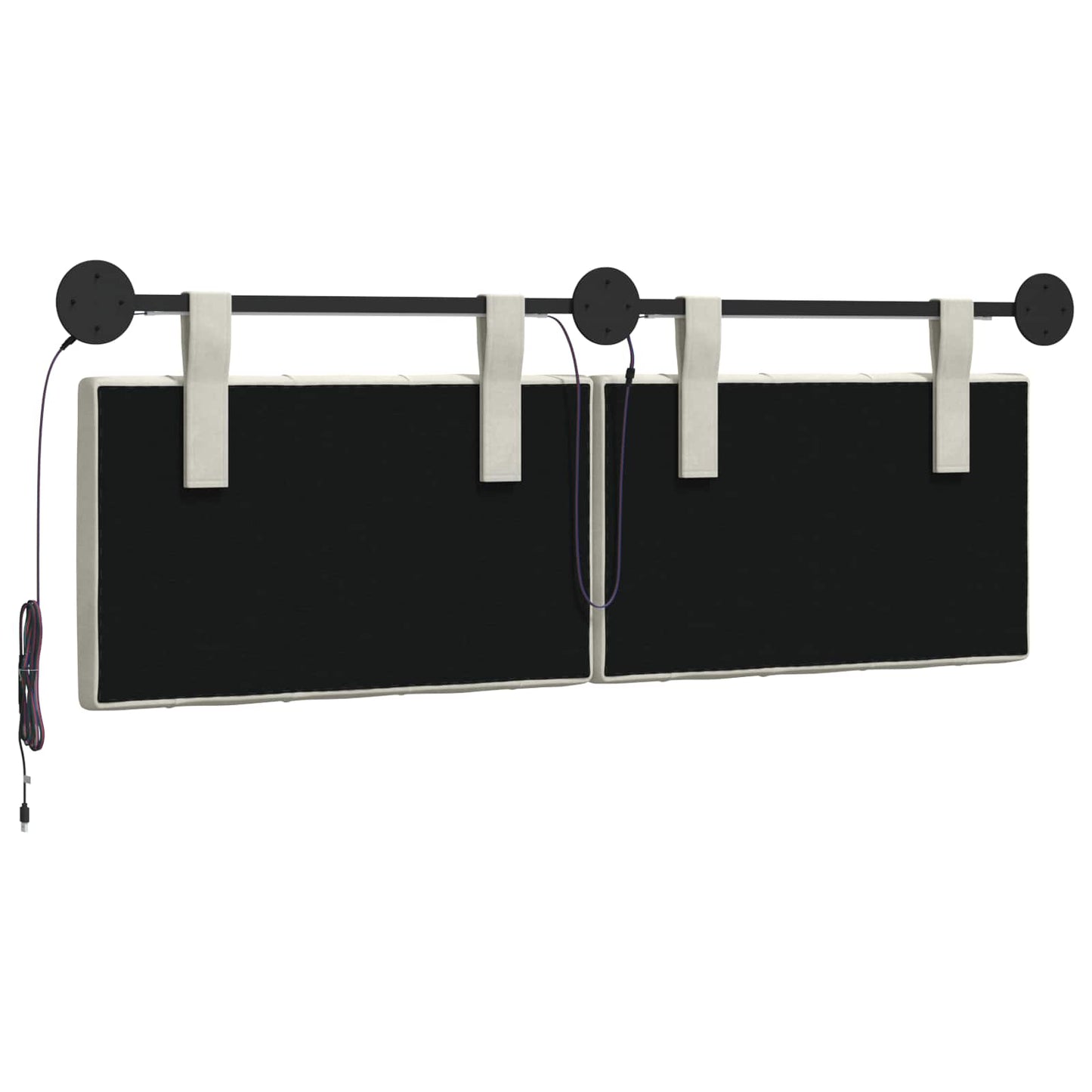 Hangend hoofdbord Met LED-verlichting Crèmekleurig Fluweel