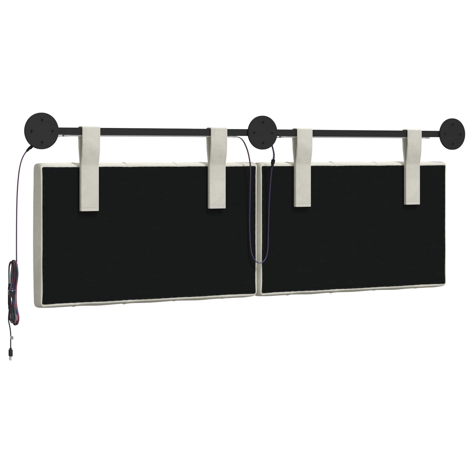 Hangend hoofdbord Met LED-verlichting Crèmekleurig Fluweel