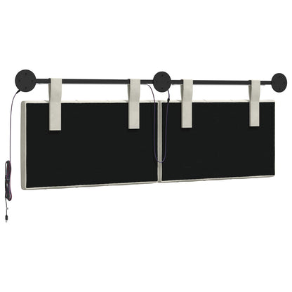 Hangend hoofdbord Met LED-verlichting Crèmekleurig Fluweel