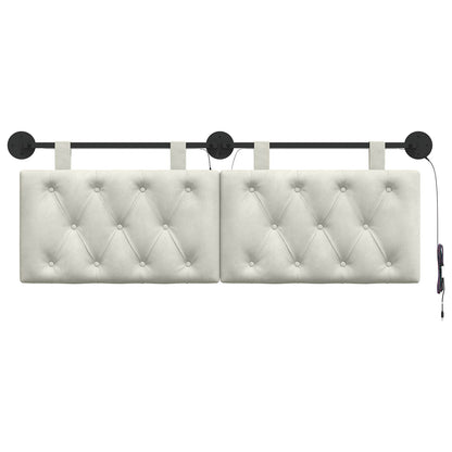 Hangend hoofdbord Met LED-verlichting Crèmekleurig Fluweel