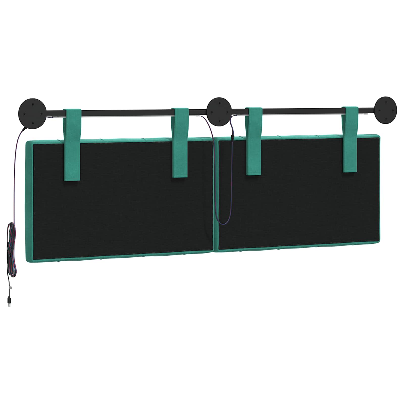Hangend hoofdbord Met LED-verlichting Turquoise Fluweel