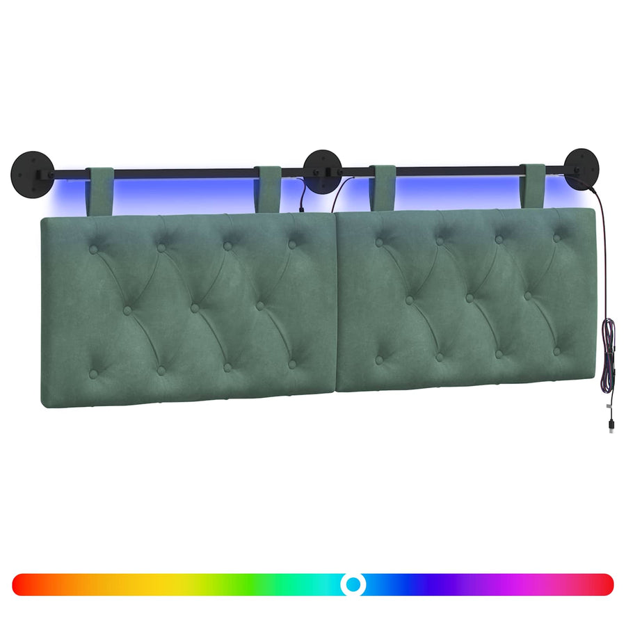 Hangend hoofdbord Met LED-verlichting Zeegroen Fluweel