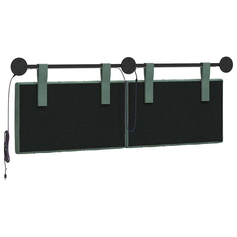 Hangend hoofdbord Met LED-verlichting Zeegroen Fluweel